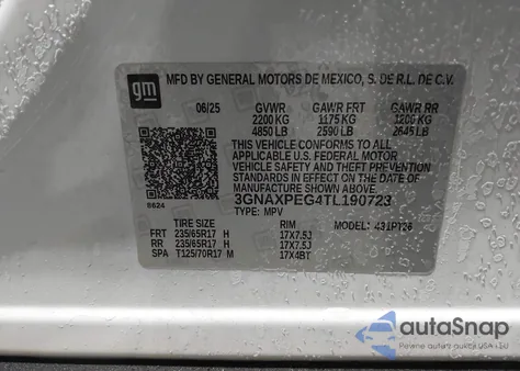 2019 Chevrolet Equinox Lt z USA, uszkodzony, nr VIN 3GNAXUEV4KS524038